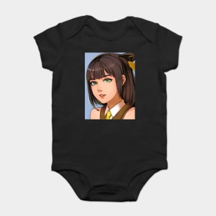 Brown hair anime school girl Baby Bodysuit